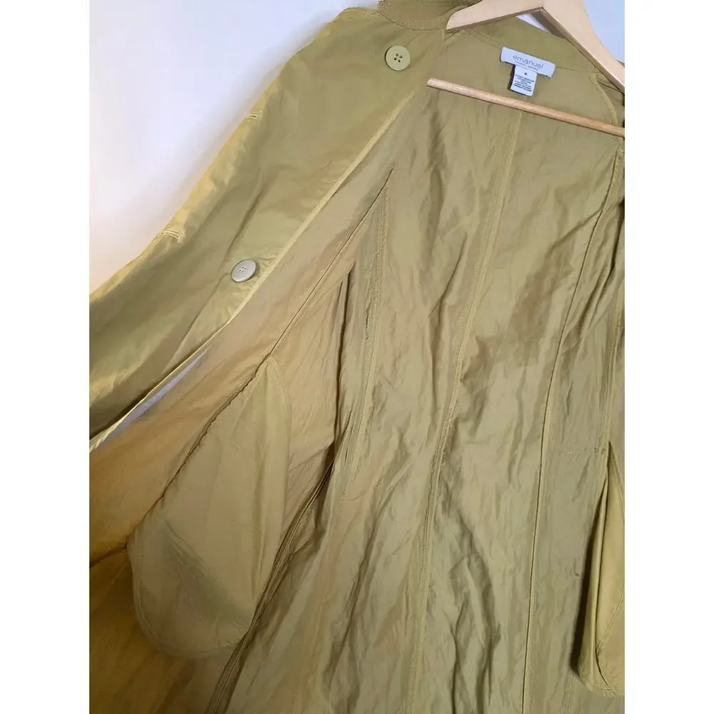 Emanuel Ungaro long line asymmetrical yellow/Green Trench Coat Size 6 - Picture 8 of 14
